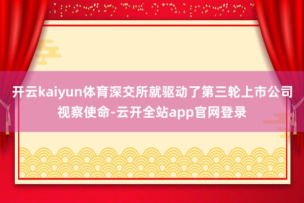 开云kaiyun体育深交所就驱动了第三轮上市公司视察使命-云开全站app官网登录