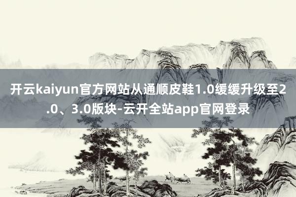 开云kaiyun官方网站从通顺皮鞋1.0缓缓升级至2.0、3.0版块-云开全站app官网登录