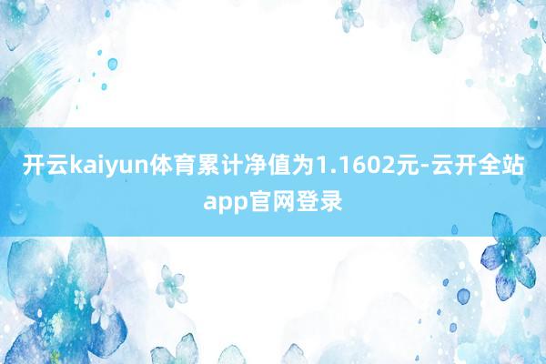 开云kaiyun体育累计净值为1.1602元-云开全站app官网登录